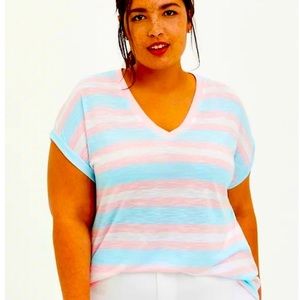 Torrid 6 Pink/Blue Multi Striped Dolman Top